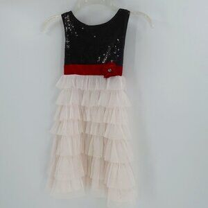 Biscotti Girls Black White Red Sequin Christmas Dress Size 7